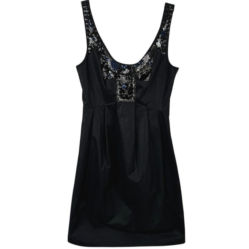 All Saints Black Sequin Cocktail Mini Dress Glam Party Size 6